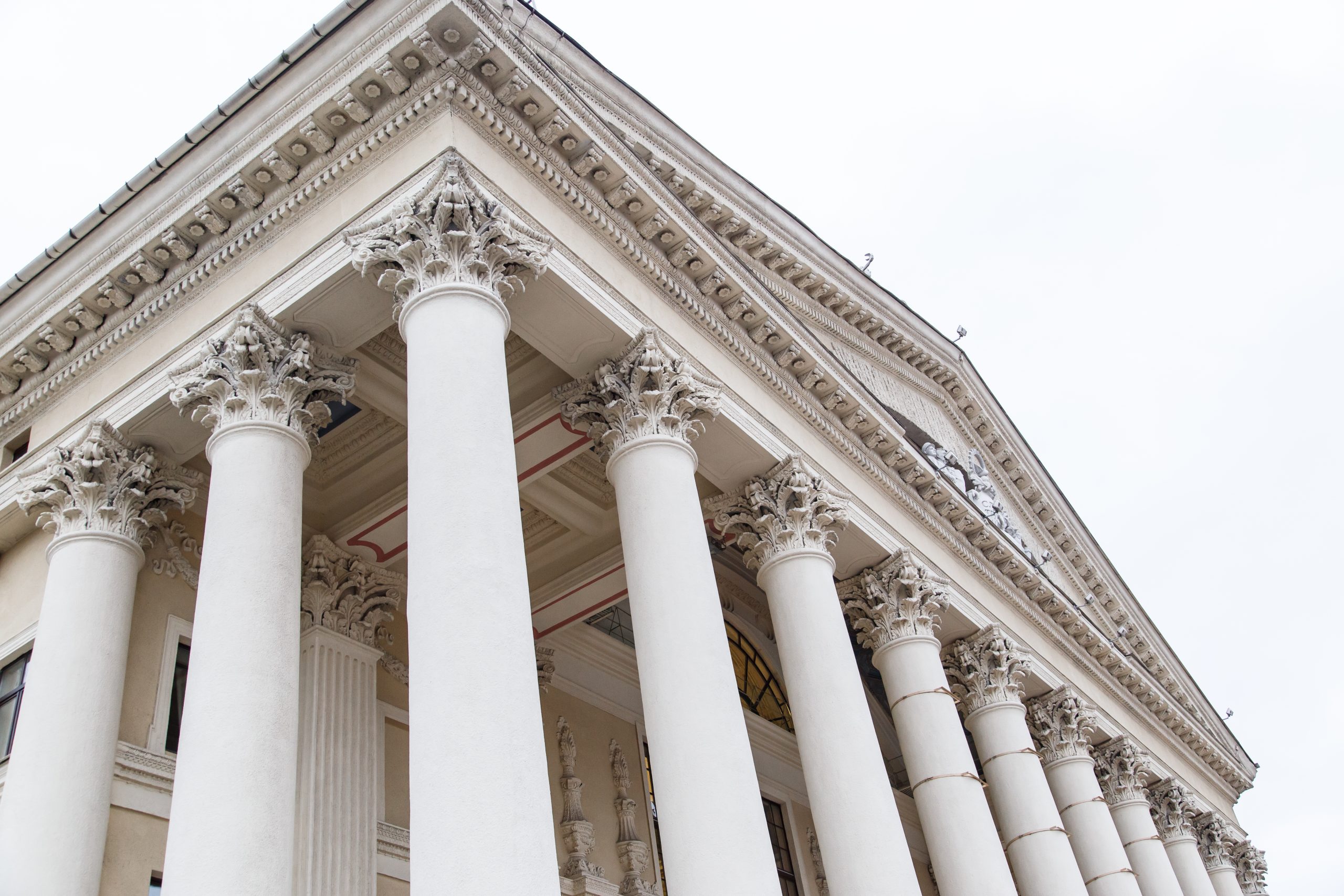 Classical pillars with portico detail